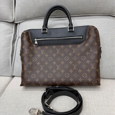 LV 路易威登 棕色 原花帆布 黑色牛皮 公事包 手提包 斜背包