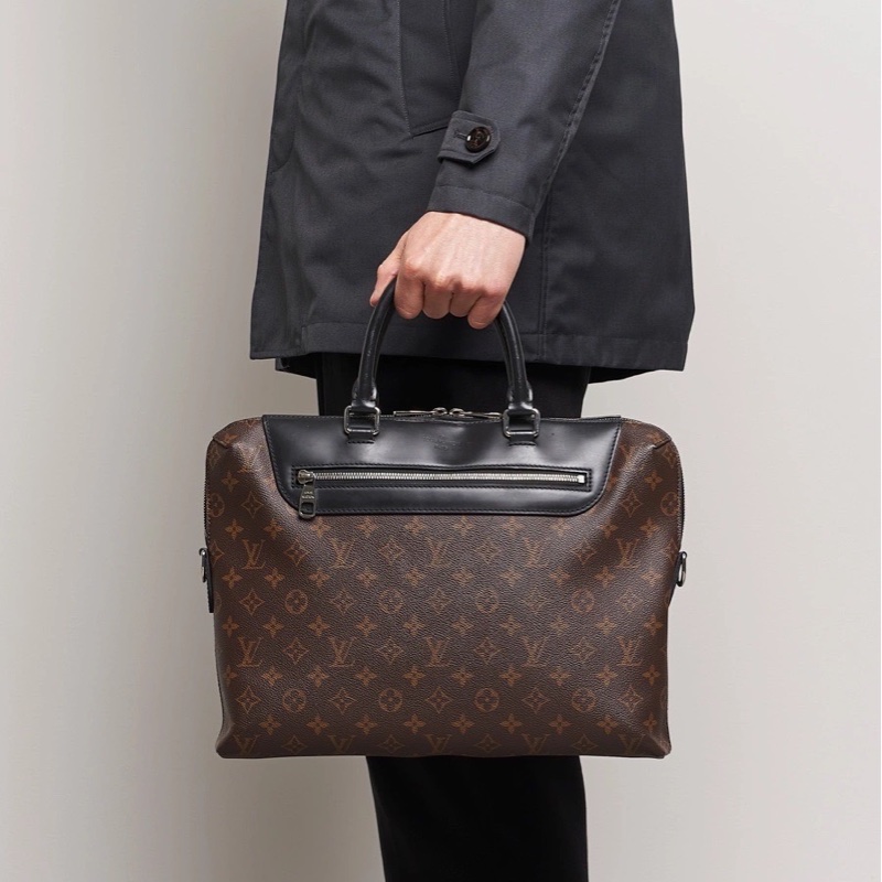 LV 路易威登 棕色 原花帆布 黑色牛皮 公事包 手提包 斜背包-1