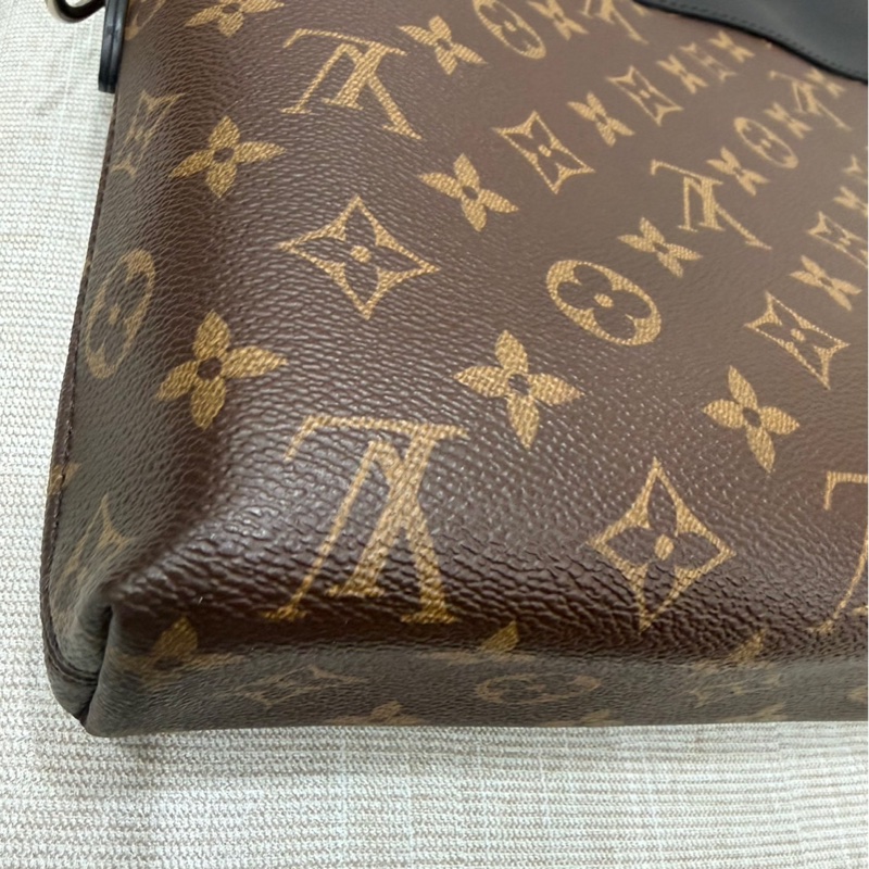 LV 路易威登 棕色 原花帆布 黑色牛皮 公事包 手提包 斜背包-10