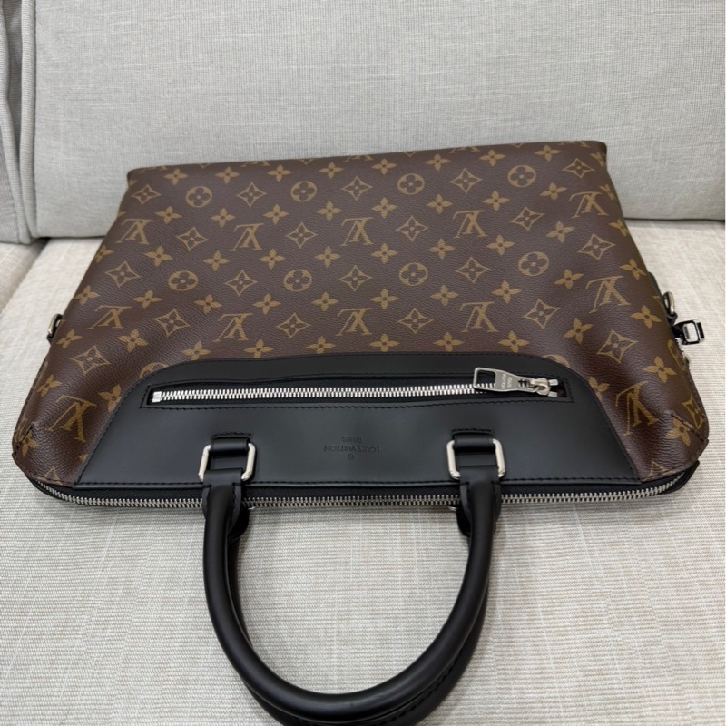 LV 路易威登 棕色 原花帆布 黑色牛皮 公事包 手提包 斜背包-12