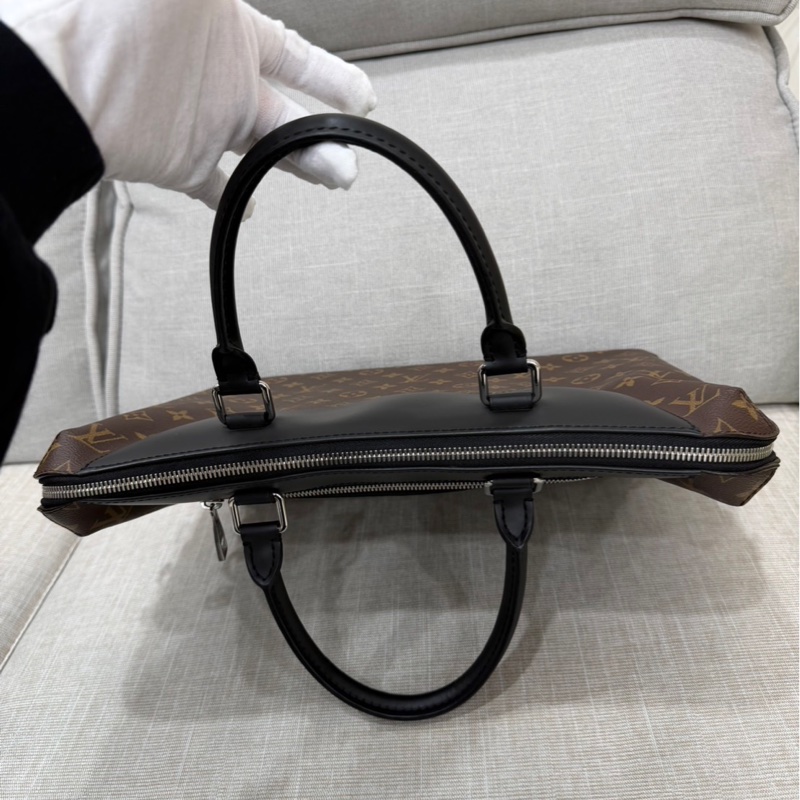 LV 路易威登 棕色 原花帆布 黑色牛皮 公事包 手提包 斜背包-14