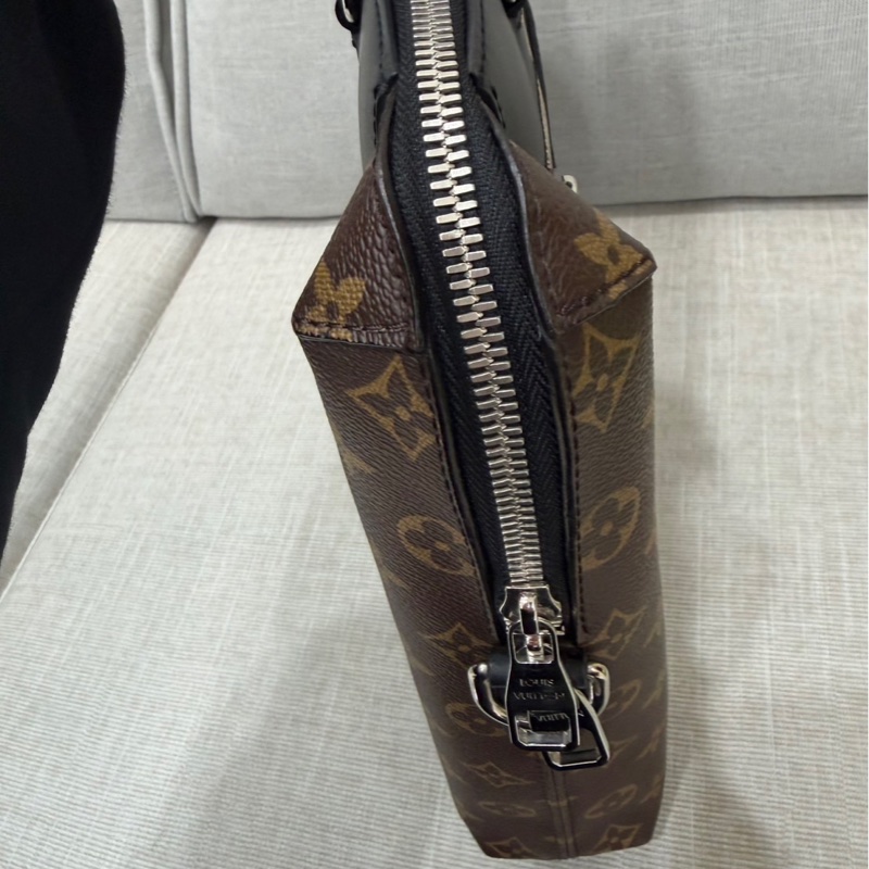 LV 路易威登 棕色 原花帆布 黑色牛皮 公事包 手提包 斜背包-17