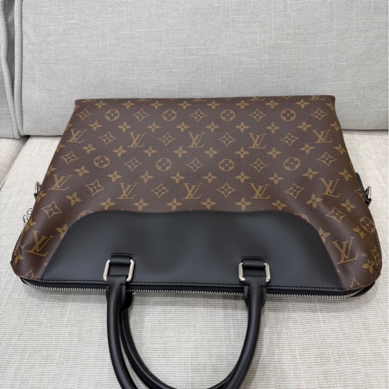 LV 路易威登 棕色 原花帆布 黑色牛皮 公事包 手提包 斜背包-43