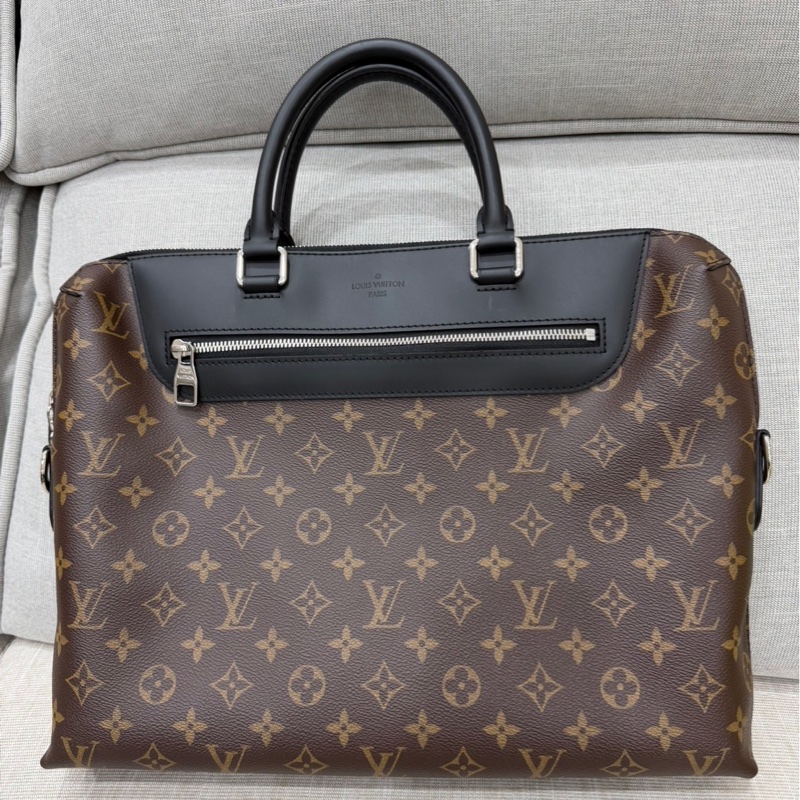 LV 路易威登 棕色 原花帆布 黑色牛皮 公事包 手提包 斜背包-44