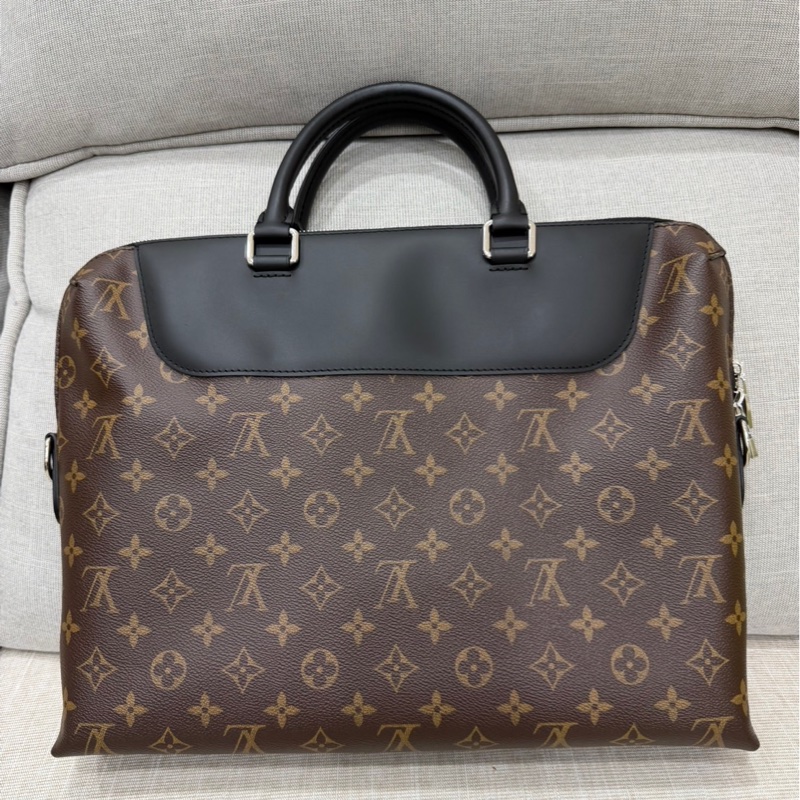 LV 路易威登 棕色 原花帆布 黑色牛皮 公事包 手提包 斜背包-45