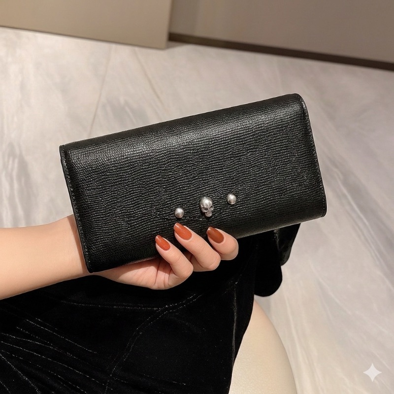 【二手 95 新】Alexander McQueen 亞歷山大麥昆骷髏頭鍊帶手拿包/皮夾-6