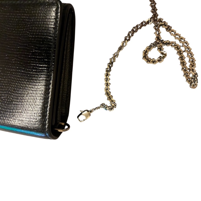 【二手 95 新】Alexander McQueen 亞歷山大麥昆骷髏頭鍊帶手拿包/皮夾-22