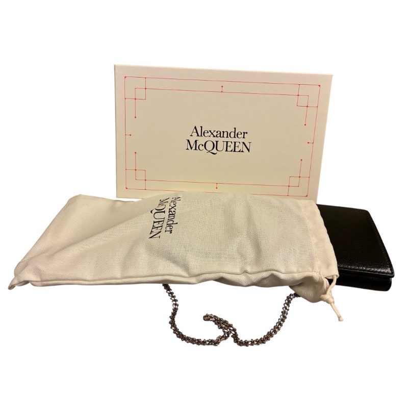 【二手 95 新】Alexander McQueen 亞歷山大麥昆骷髏頭鍊帶手拿包/皮夾-26