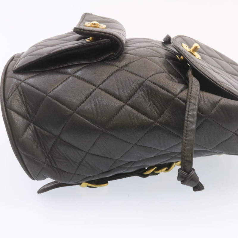 【日本直送】香奈兒 (CHANEL) 絎縫皮革雙肩包，黑色金色，CC標誌，貨號ar4662M-4