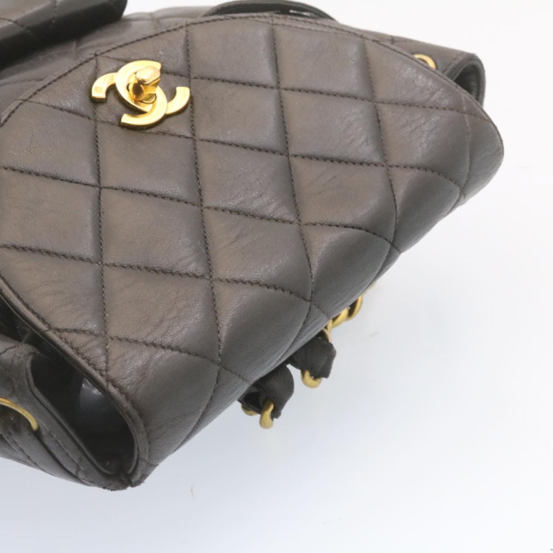 【日本直送】香奈兒 (CHANEL) 絎縫皮革雙肩包，黑色金色，CC標誌，貨號ar4662M-5