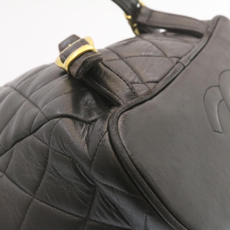 【日本直送】香奈兒 (CHANEL) 絎縫皮革雙肩包，黑色金色，CC標誌，貨號ar4662M-14