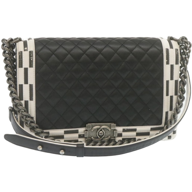 【日本直送】香奈兒 (CHANEL) Matelasse Boy Chanel 鏈條單背包，羊皮材質，黑色，CC標誌，正品編號 29190SAM-0