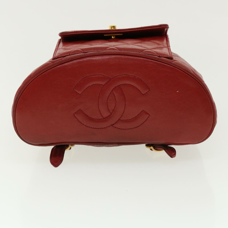 【日本直送】香奈兒 (CHANEL) 菱格紋鏈條手提包，羊皮材質，紅色，CC 標誌，型號 31892V-4