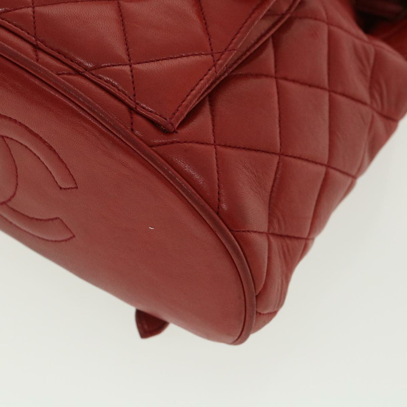 【日本直送】香奈兒 (CHANEL) 菱格紋鏈條手提包，羊皮材質，紅色，CC 標誌，型號 31892V-13