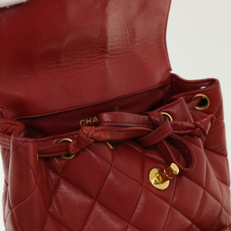 【日本直送】香奈兒 (CHANEL) 菱格紋鏈條手提包，羊皮材質，紅色，CC 標誌，型號 31892V-18