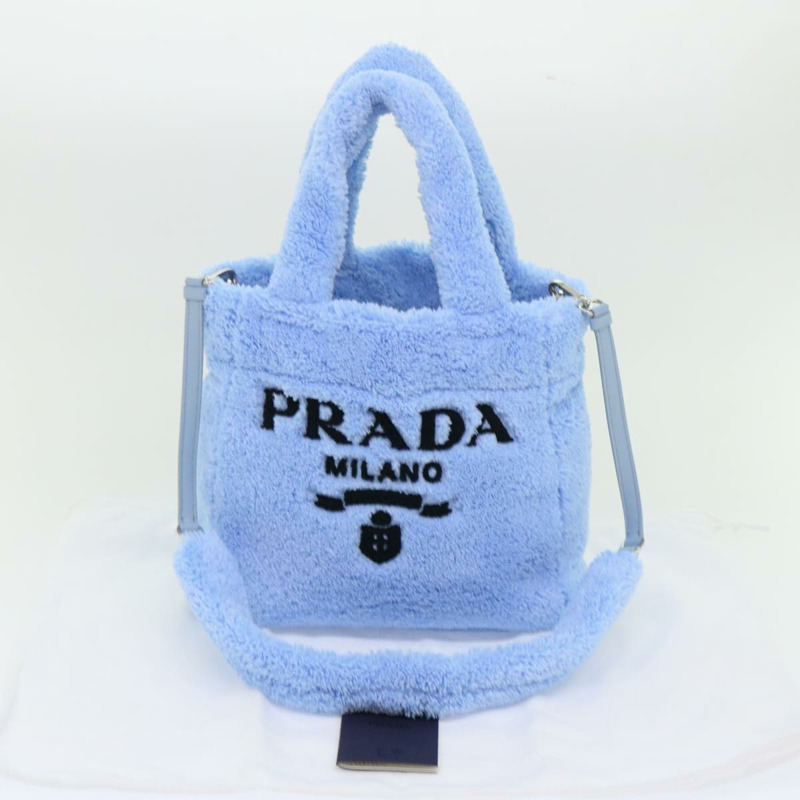 【日本直送】PRADA Terry 手提包 2way 淺藍色 黑色 正品 47188SAV-11