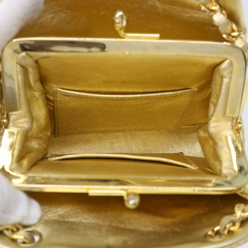 【日本直送】香奈兒 (CHANEL) 絎縫鏈條肩背包，皮革材質，金色雙C標誌，正品編號 53015SAM-9