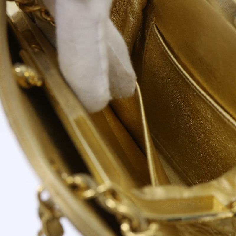 【日本直送】香奈兒 (CHANEL) 絎縫鏈條肩背包，皮革材質，金色雙C標誌，正品編號 53015SAM-24