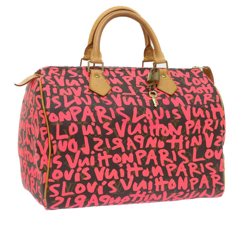 路易威登 Monogram Graffiti Speedy 30 手提包 粉紅色 M93704 LV 正品 56156SAM