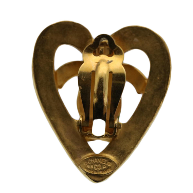 【日本直送】香奈兒心型耳環 金色 CC Auth 60077V-2