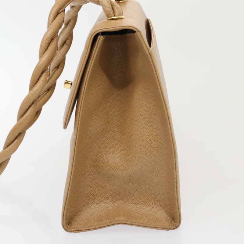 【日本直送】香奈兒旋轉鎖單背包，魚子醬紋米色金色CC標誌，正品編號yk14960V-2