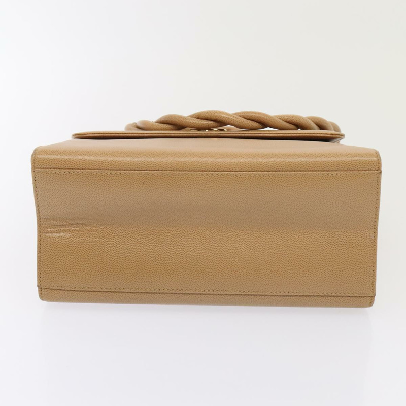 【日本直送】香奈兒旋轉鎖單背包，魚子醬紋米色金色CC標誌，正品編號yk14960V-4