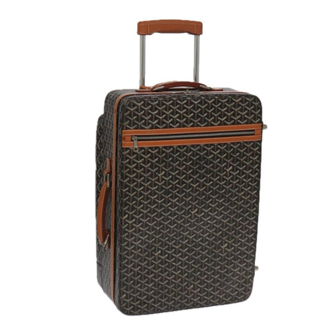 GOYARD 人字紋手推車 PM 行李箱 PVC帆布 棕色 Auth mr552SAM