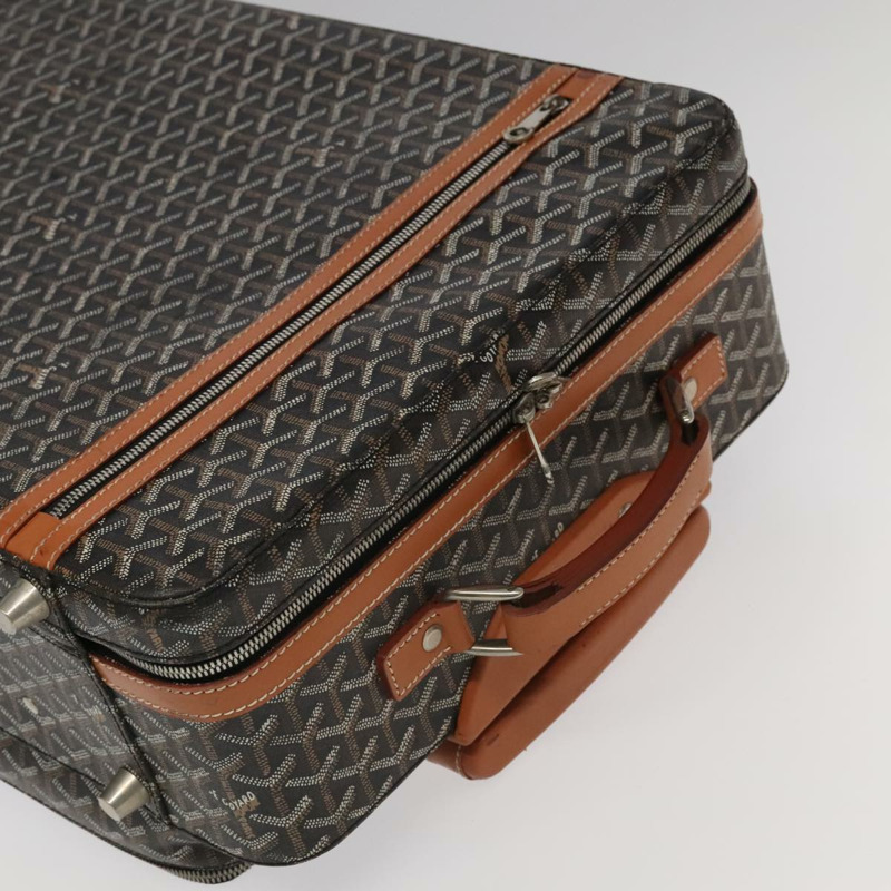 【日本直送】GOYARD 人字紋手推車 PM 行李箱 PVC帆布 棕色 Auth mr552SAM-7