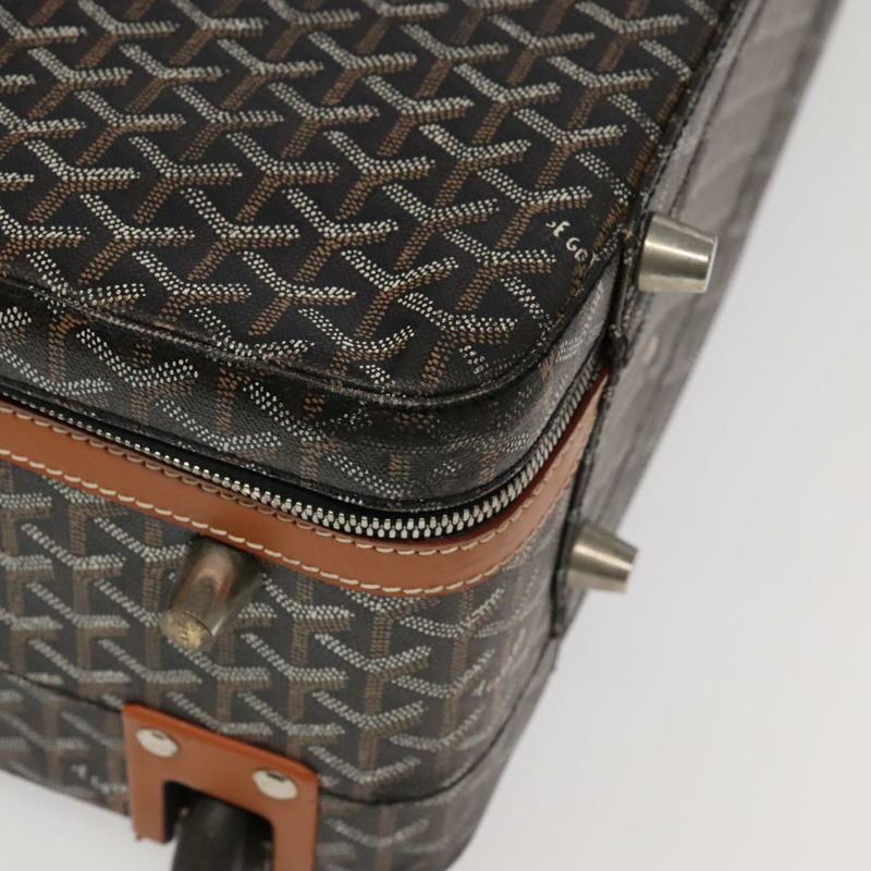 【日本直送】GOYARD 人字紋手推車 PM 行李箱 PVC帆布 棕色 Auth mr552SAM-15