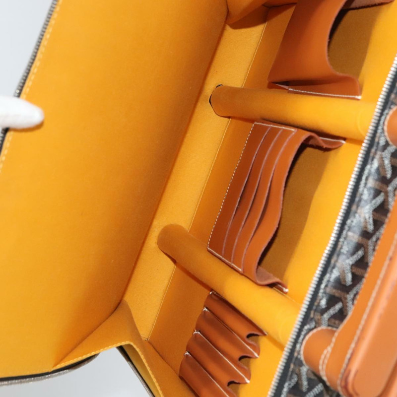 【日本直送】GOYARD 人字紋手推車 PM 行李箱 PVC帆布 棕色 Auth mr552SAM-28