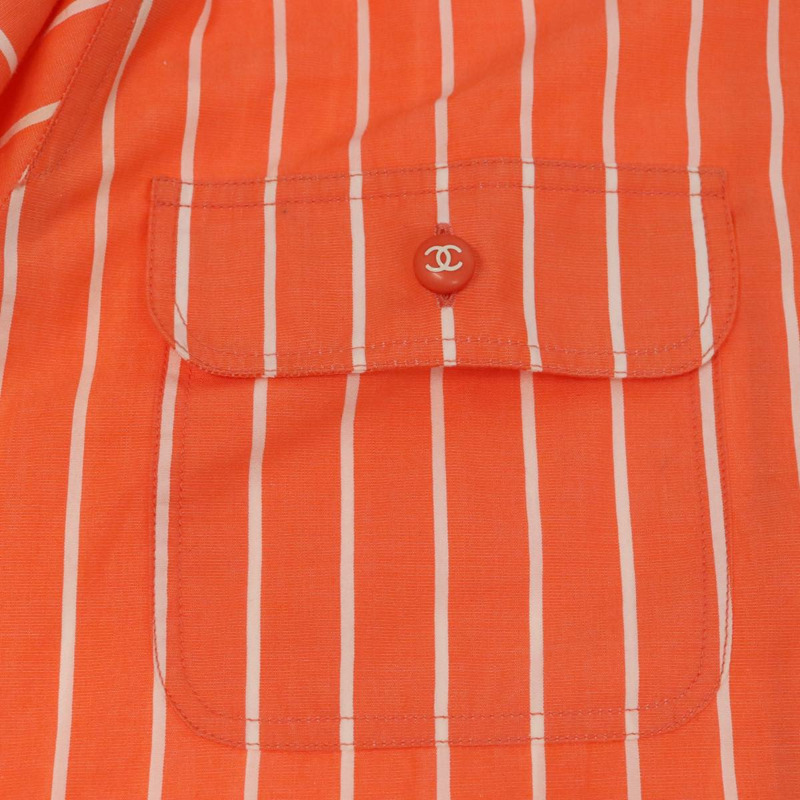 【日本直送】香奈兒橙色棉質襯衫，CC標誌，正品編號94245M-8