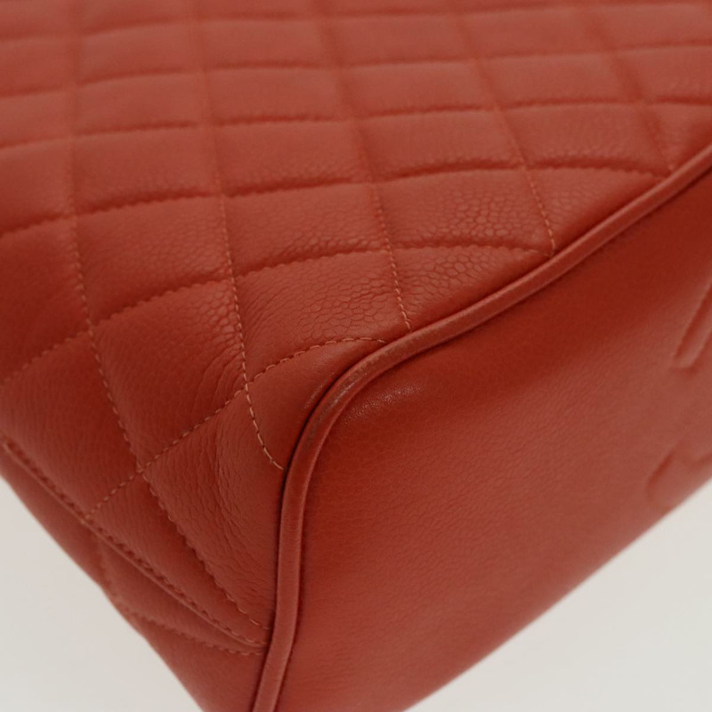 【日本直送】香奈兒 (CHANEL) 菱格紋鏈條肩背包 魚子醬皮 橘色 金色 CC 標誌 正品 yk15664V-14