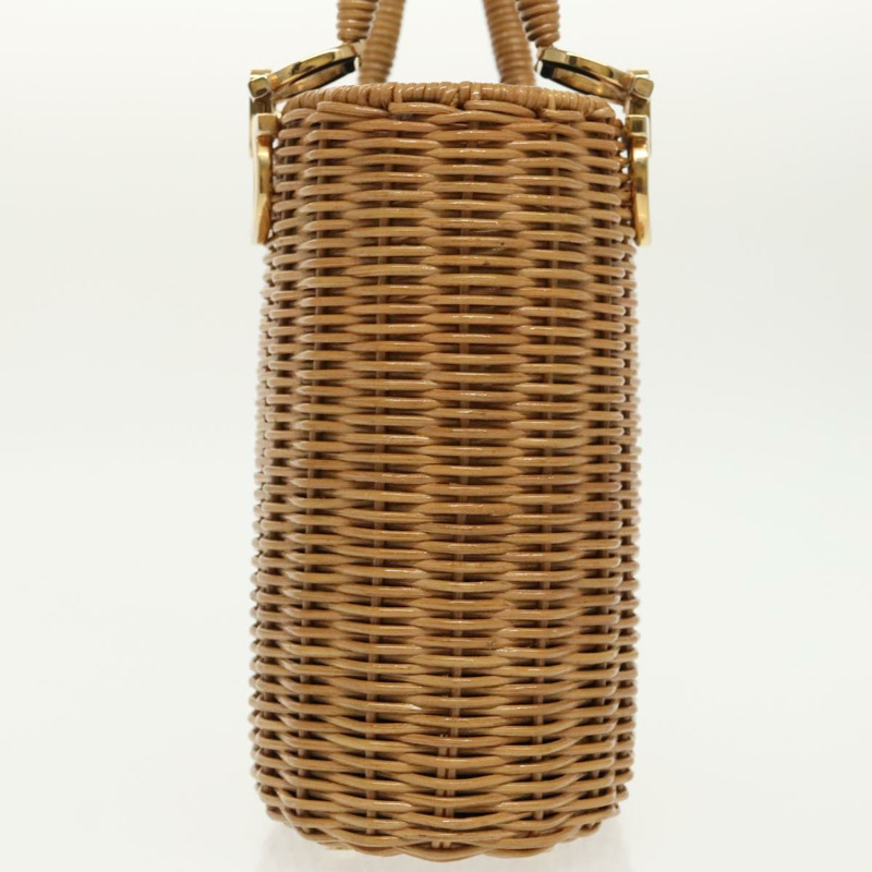 【日本直送】Salvatore Ferragamo Gancini 手提包，藤編米色金色，正品，貨號 98528M-2