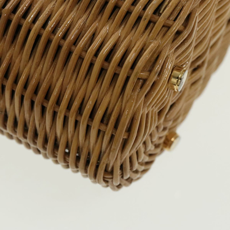 【日本直送】Salvatore Ferragamo Gancini 手提包，藤編米色金色，正品，貨號 98528M-8
