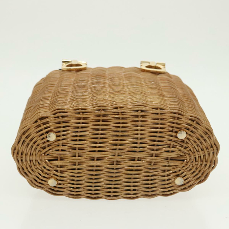 【日本直送】Salvatore Ferragamo Gancini 手提包，藤編米色金色，正品，貨號 98528M-10