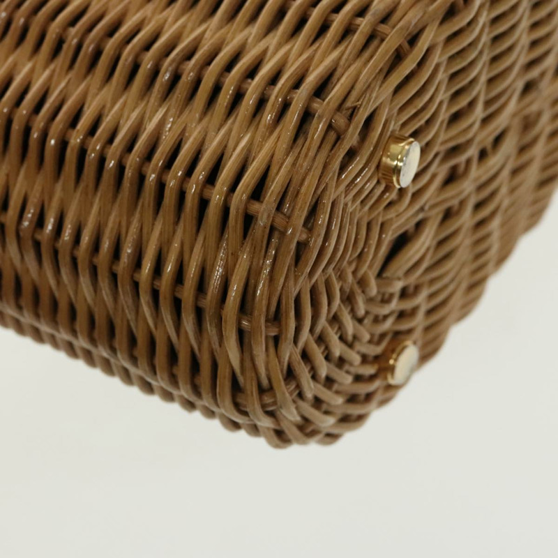 【日本直送】Salvatore Ferragamo Gancini 手提包，藤編米色金色，正品，貨號 98528M-14