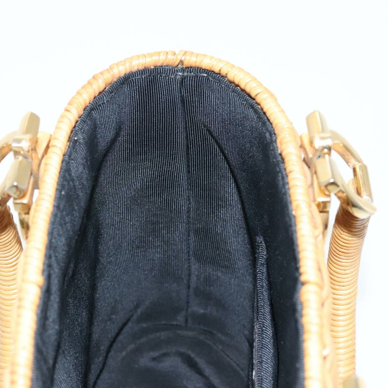 【日本直送】Salvatore Ferragamo Gancini 手提包，藤編米色金色，正品，貨號 98528M-17