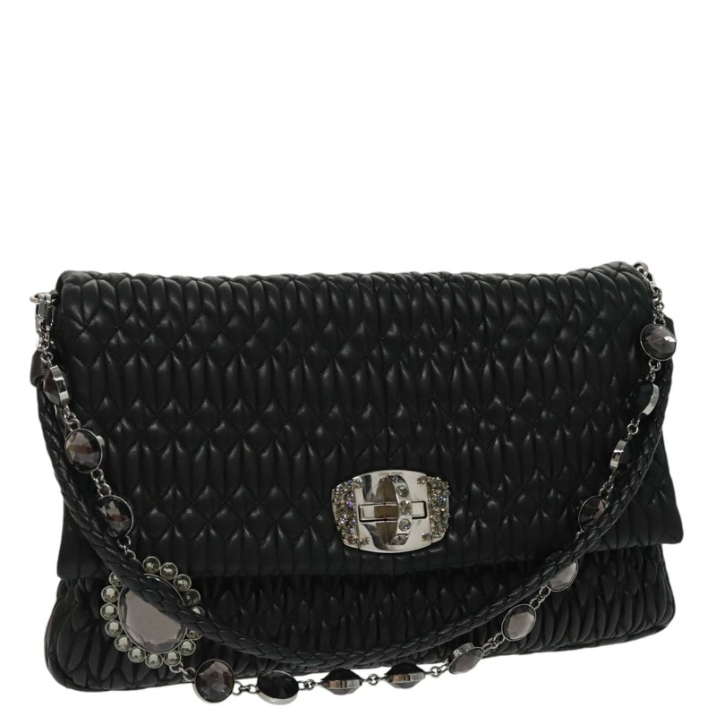 【日本直送】Miu Miu Matelasse Bijoux 黑色皮革單肩包 正品 am7147SAV-0