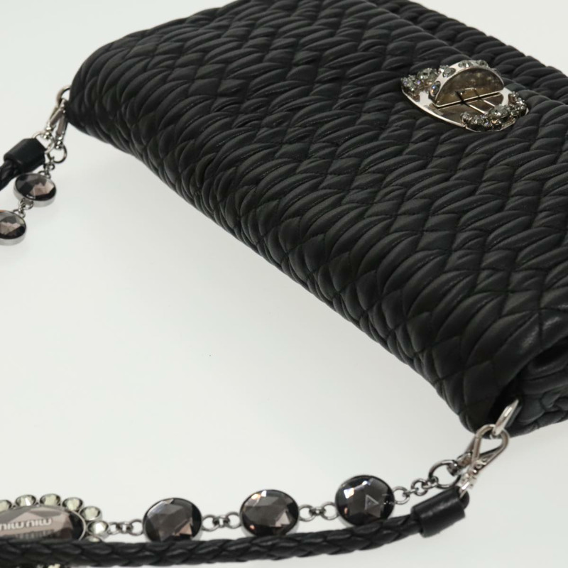 【日本直送】Miu Miu Matelasse Bijoux 黑色皮革單肩包 正品 am7147SAV-5
