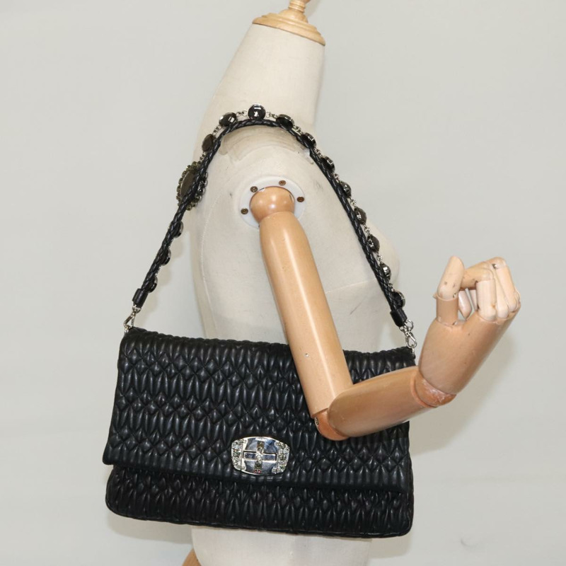 【日本直送】Miu Miu Matelasse Bijoux 黑色皮革單肩包 正品 am7147SAV-23