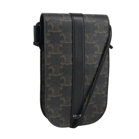 CELINE Triomphe 手機包 PVC 黑色銀色 正品 98603M