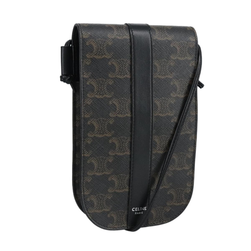 【日本直送】CELINE Triomphe 手機包 PVC 黑色銀色 正品 98603M-0