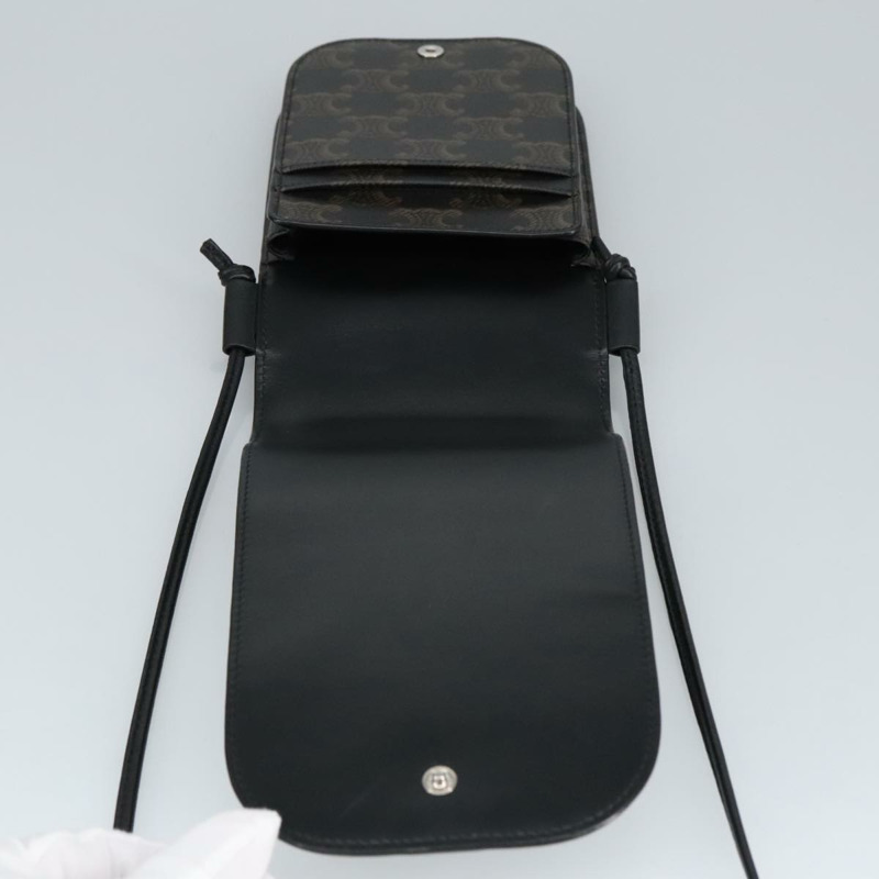 【日本直送】CELINE Triomphe 手機包 PVC 黑色銀色 正品 98603M-9