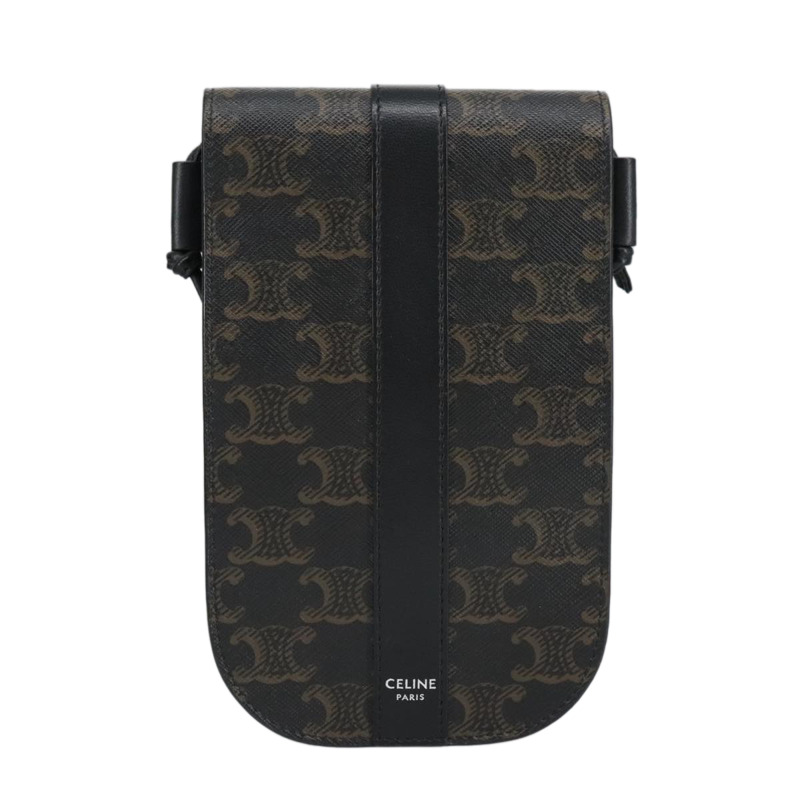 【日本直送】CELINE Triomphe 手機包 PVC 黑色銀色 正品 98603M-12