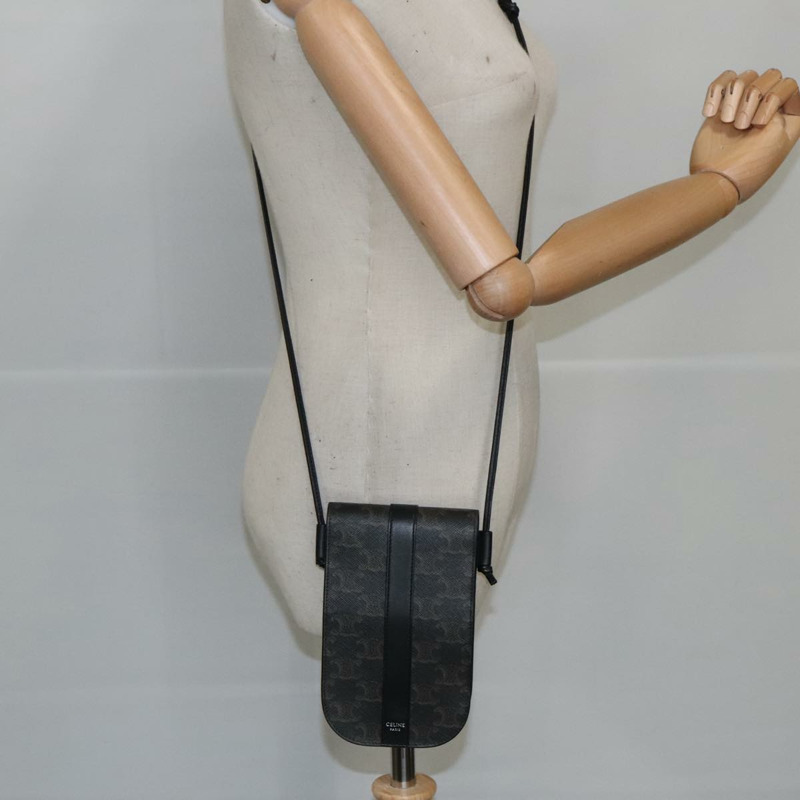 【日本直送】CELINE Triomphe 手機包 PVC 黑色銀色 正品 98603M-21