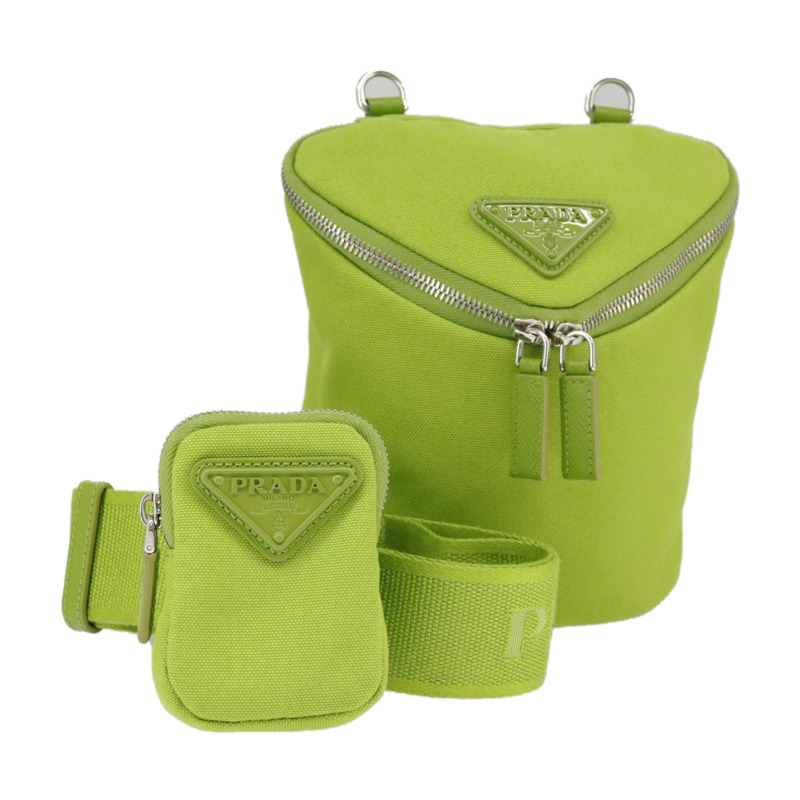 【日本直送】PRADA 單肩帆布包 銀綠色 正品 102538SAV-0