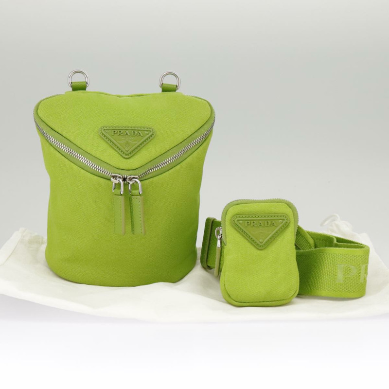 【日本直送】PRADA 單肩帆布包 銀綠色 正品 102538SAV-11
