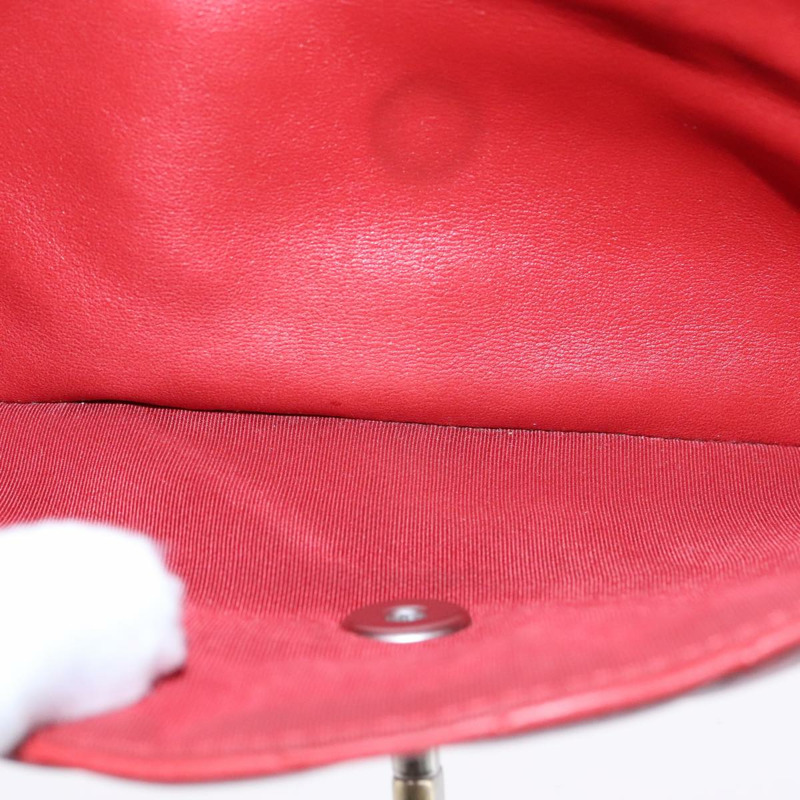 【日本直送】香奈兒 V 字縫線鏈條單肩背包，羊皮材質，紅色，CC 標誌，正品編號 102030SAM-22