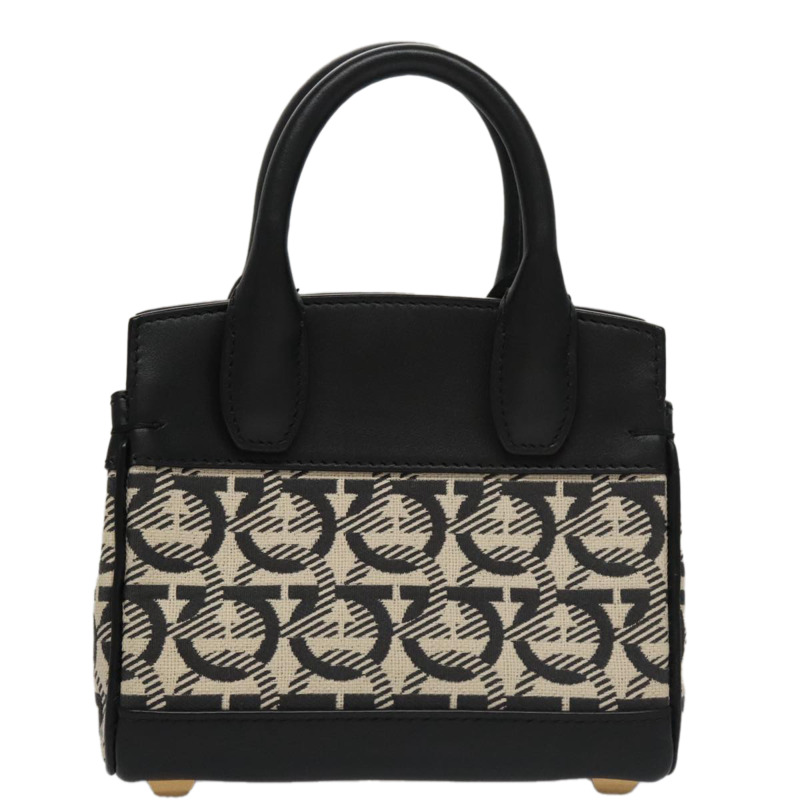 【日本直送】Salvatore Ferragamo Gancini 帆布皮革兩用包 白色 黑色 正品 104438V-1