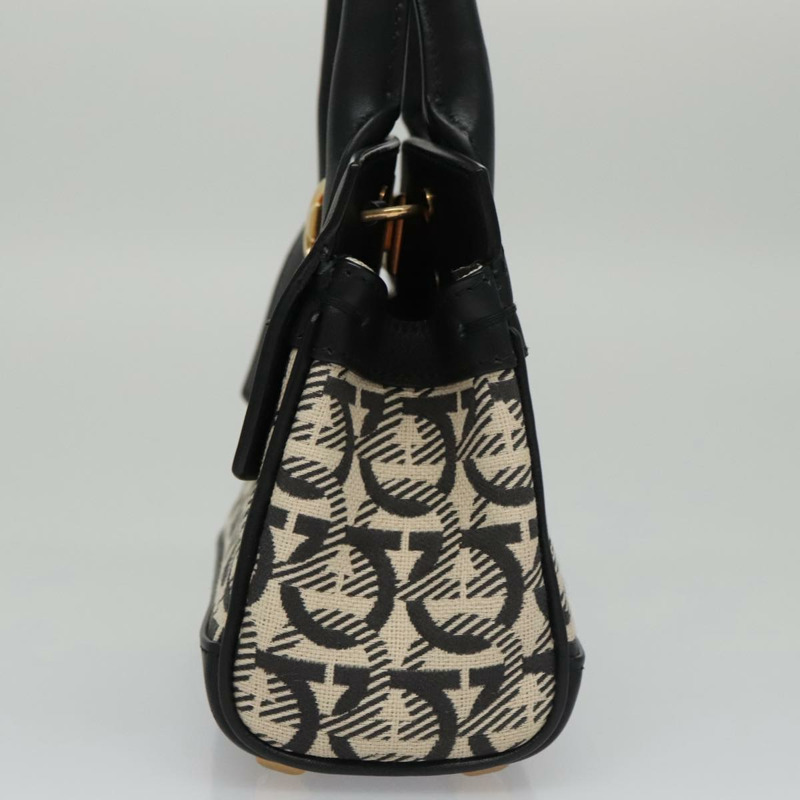 【日本直送】Salvatore Ferragamo Gancini 帆布皮革兩用包 白色 黑色 正品 104438V-2